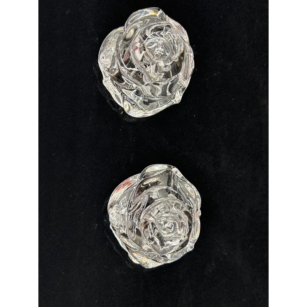 Gorham Floral Garden Rose Crystal Salt and Pepper Shakers Set 6014807 Clear
